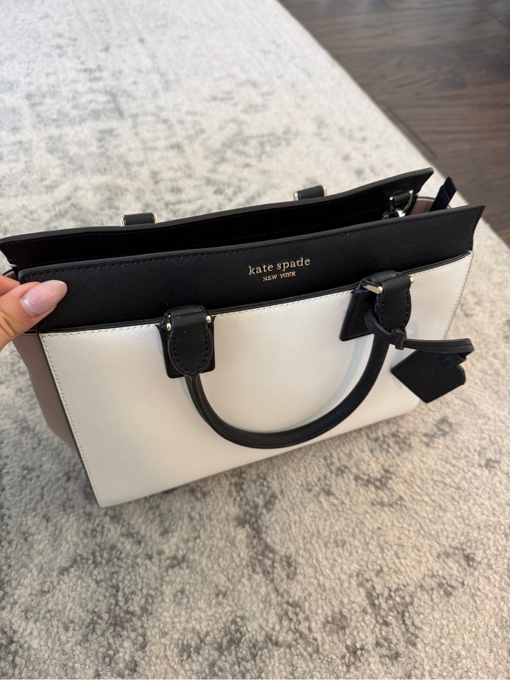 Kate Spade Black, White & Taupe Colorblock Satchel